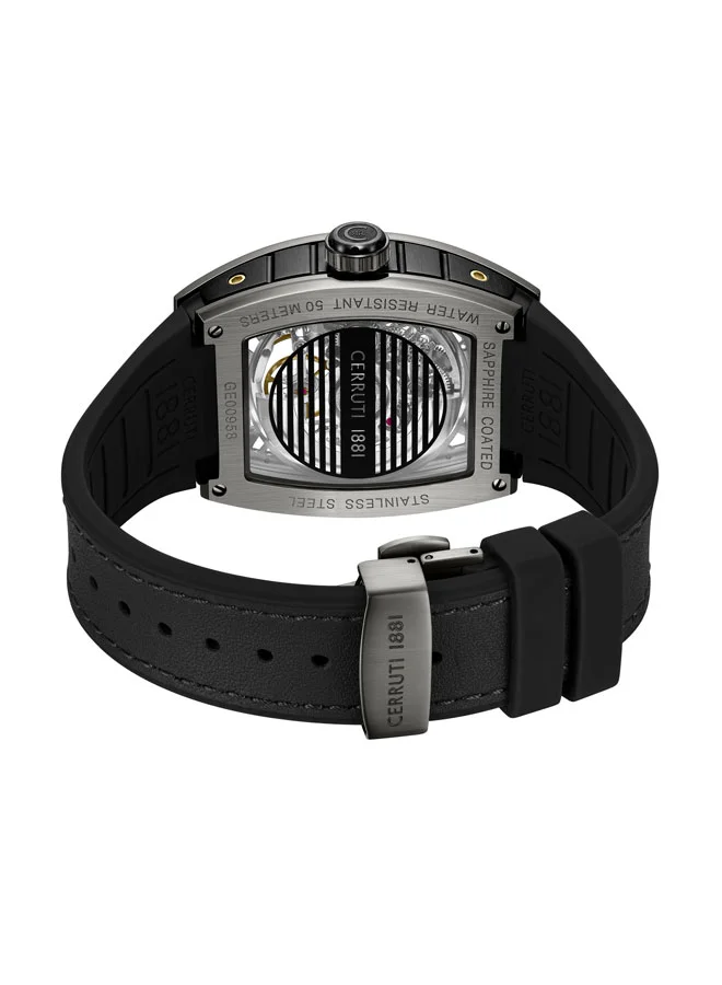 CERRUTI 1881 black Men's Calliano Gunmetal Dial Silicone-Leather Strap Analog Watch for Men, 48mm for Men | Best Price UAE